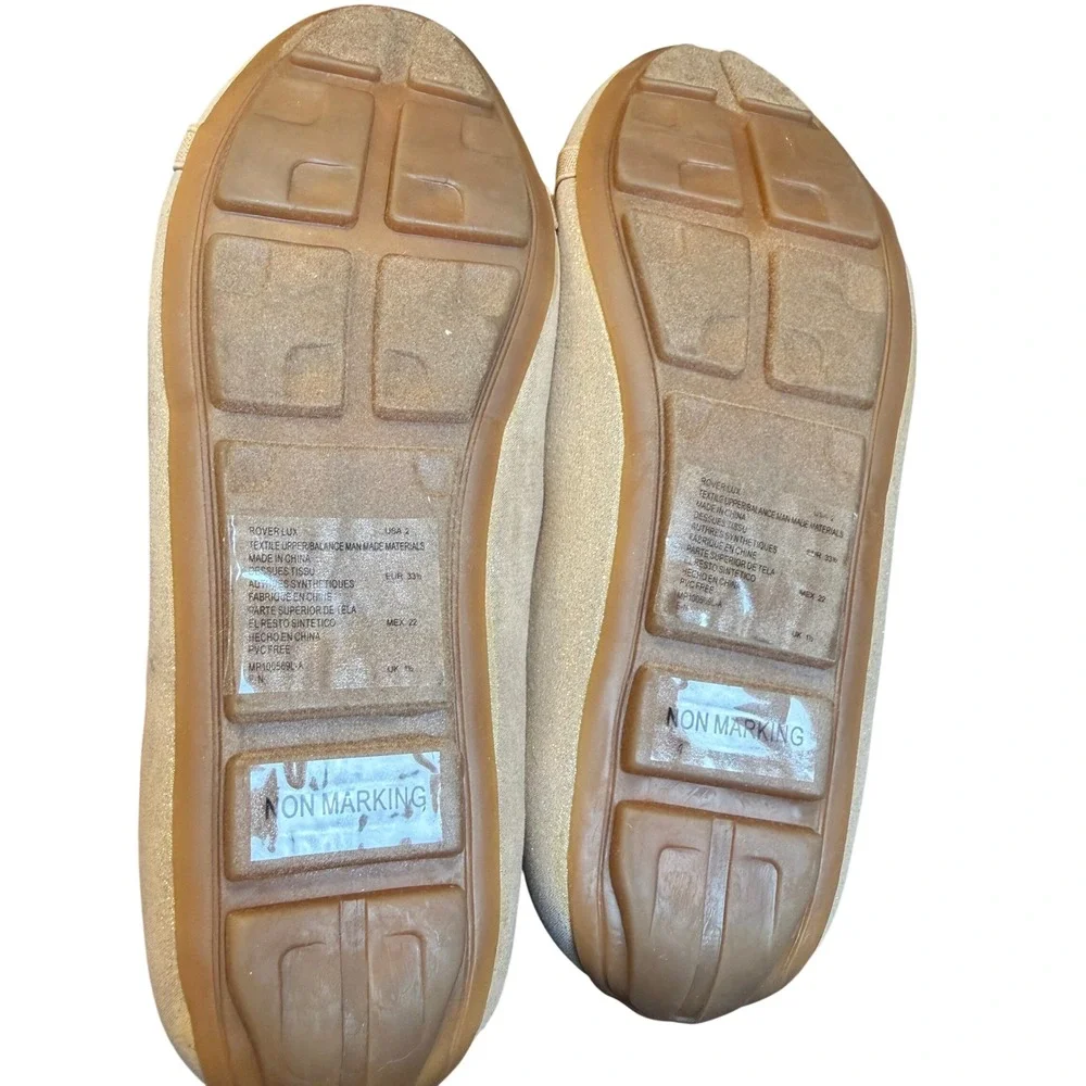 Michael Kors Girls Rover Lux‎ 2 Gold Glitter Ballet Flat Bow Logo Dress Shoes